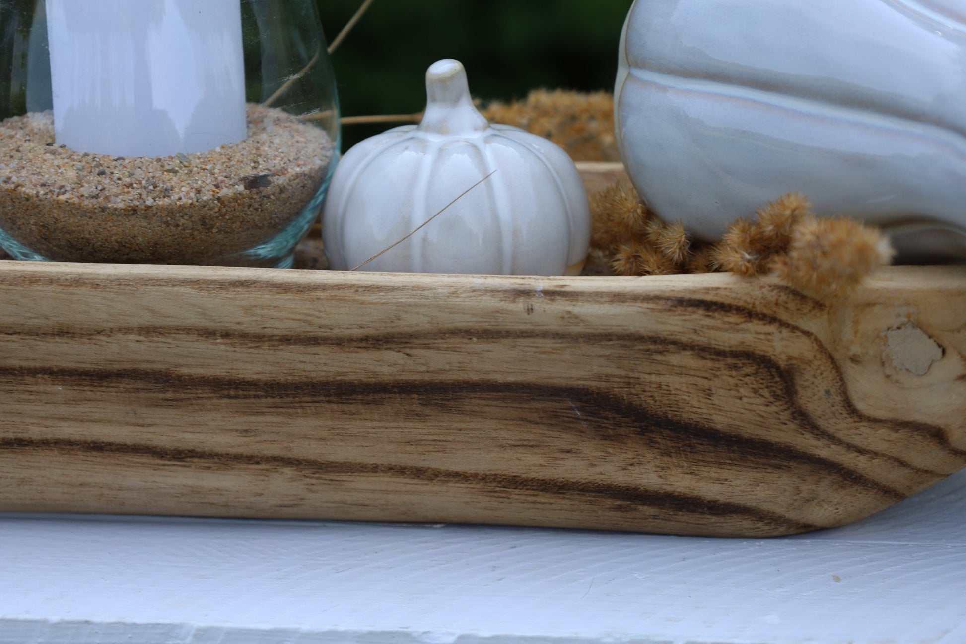 Kürbis Deko aus Porzellan Grau-Weiß – Herbstdekoration Landhausstil 7 x 6 cm {{ Shabby Chic und Landhaus Deko }} {{ www.Stein-Alt.de }}