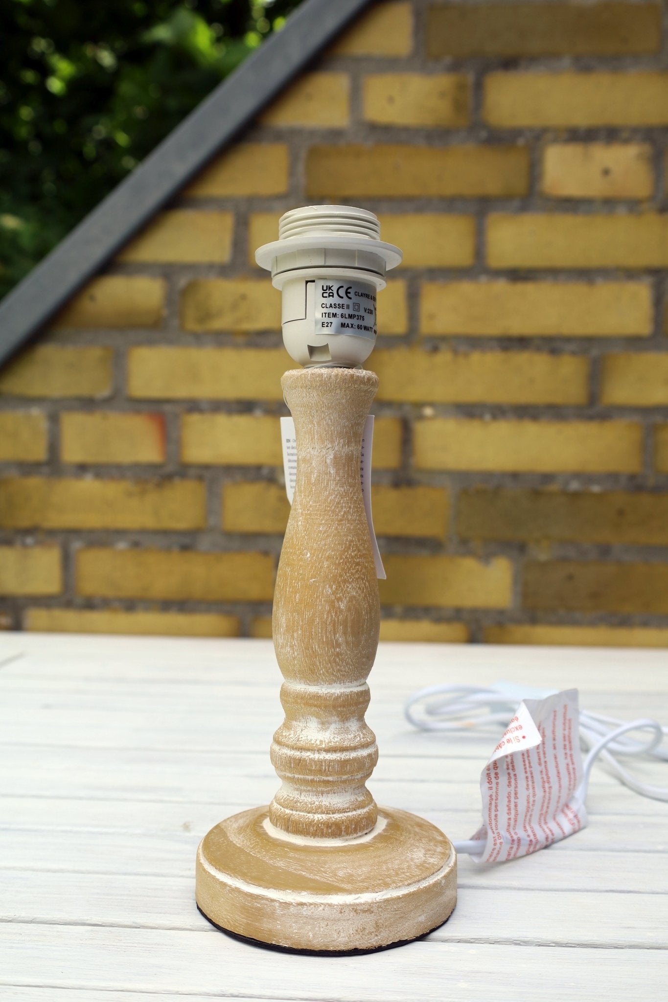 Lampenfuß Holz Braun E27 - Lampensockel ohne Schirm Landhausstil, 10x26 cm {{ Shabby Chic und Landhaus Deko }} {{ www.Stein-Alt.de }}