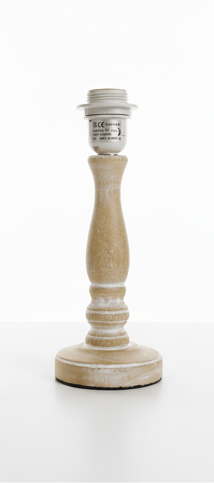 Lampenfuß / Lampensockel Lampenfuß Holz Braun E27 - Lampensockel ohne Schirm Landhausstil, 10x26 cm Ø 10x28 cm Shabby Chic und Landhaus Deko bei www.Stein-Alt.de