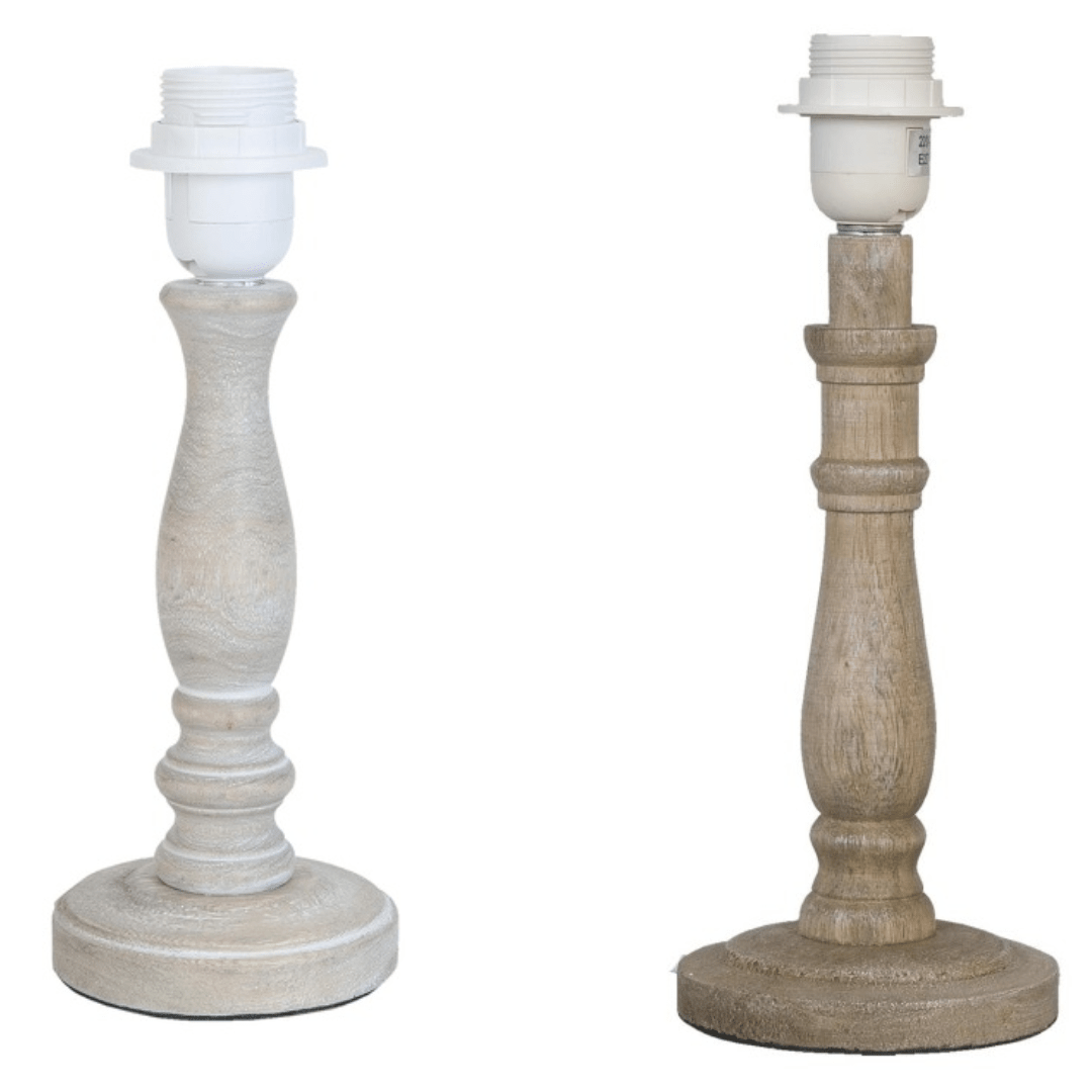 Lampenfuß Holz Braun E27 - Lampensockel ohne Schirm Landhausstil {{ Shabby Chic und Landhaus Deko }} {{ www.Stein-Alt.de }}
