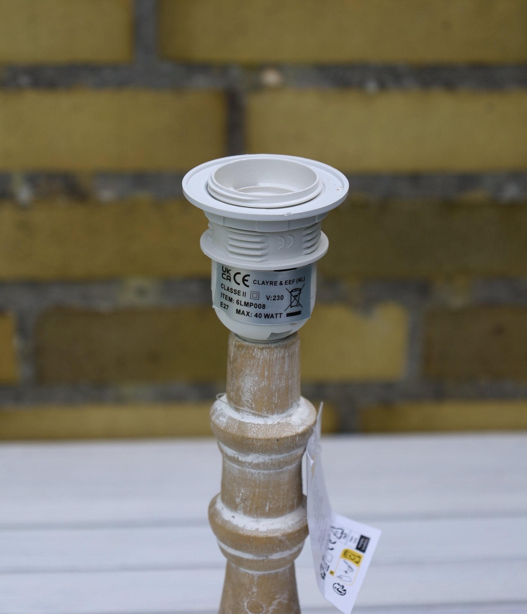 Lampenfuß Holz Braun E27 - Lampensockel ohne Schirm Landhausstil {{ Shabby Chic und Landhaus Deko }} {{ www.Stein-Alt.de }}
