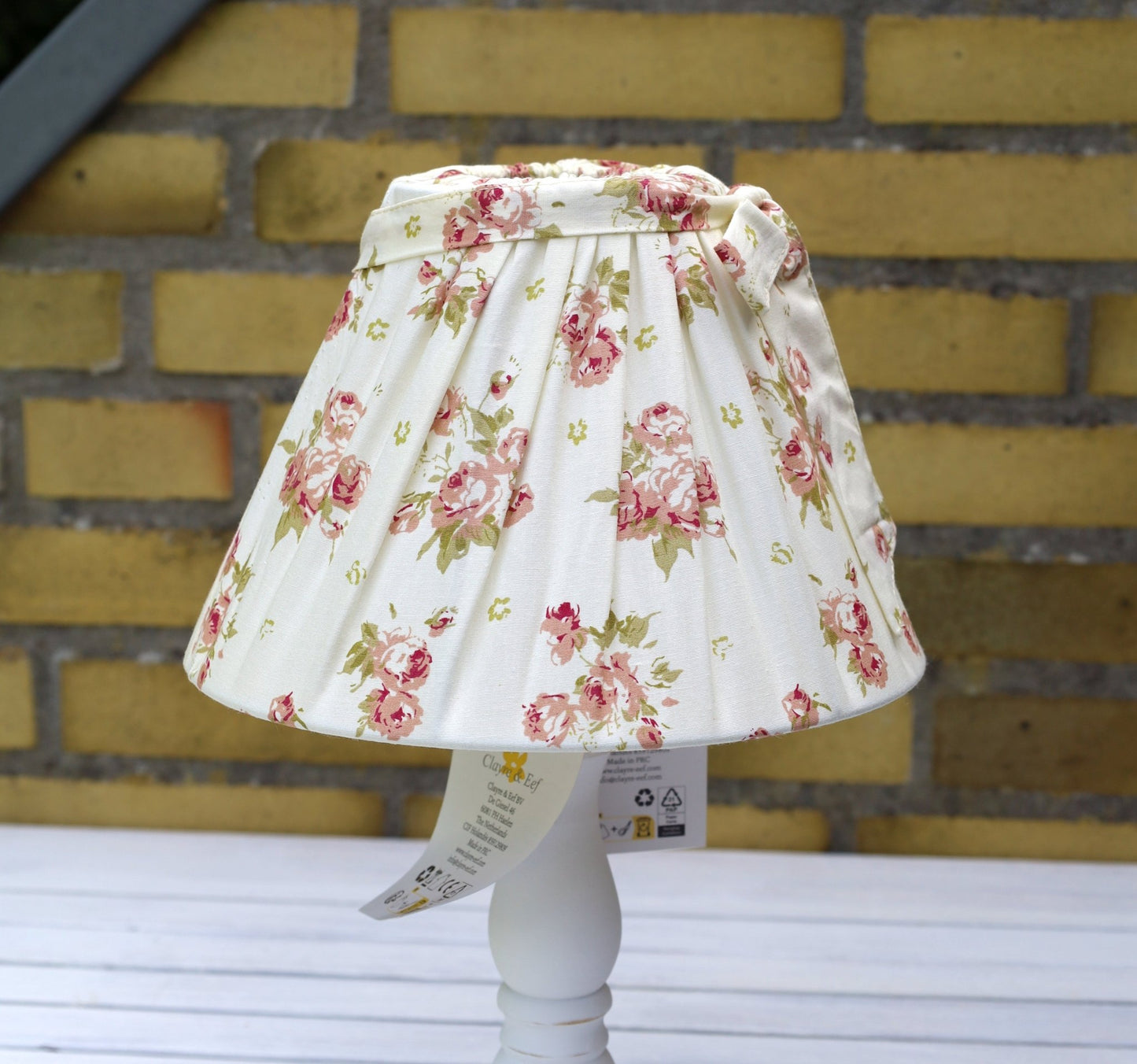 Lampenschirm E27 Baumwolle Rosen Creme - Landhausstil Romantisch 22,5cm {{ Shabby Chic und Landhaus Deko }} {{ www.Stein-Alt.de }}