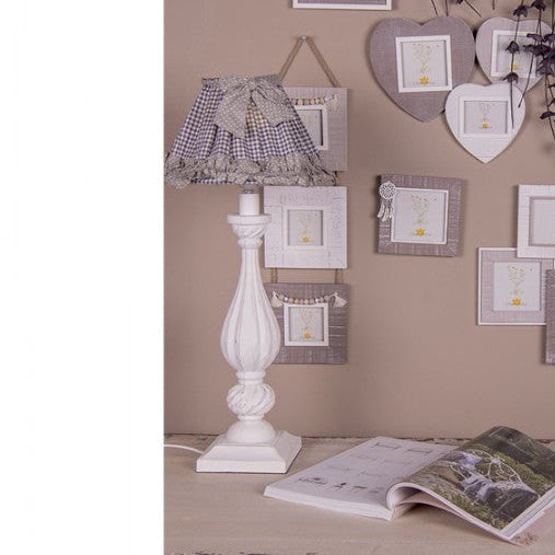 Lampenschirm Baumwolle Blau-Grau Kariert mit Punkten E27