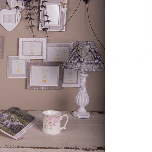 Lampenschirm Baumwolle Blau-Grau Kariert mit Punkten E27