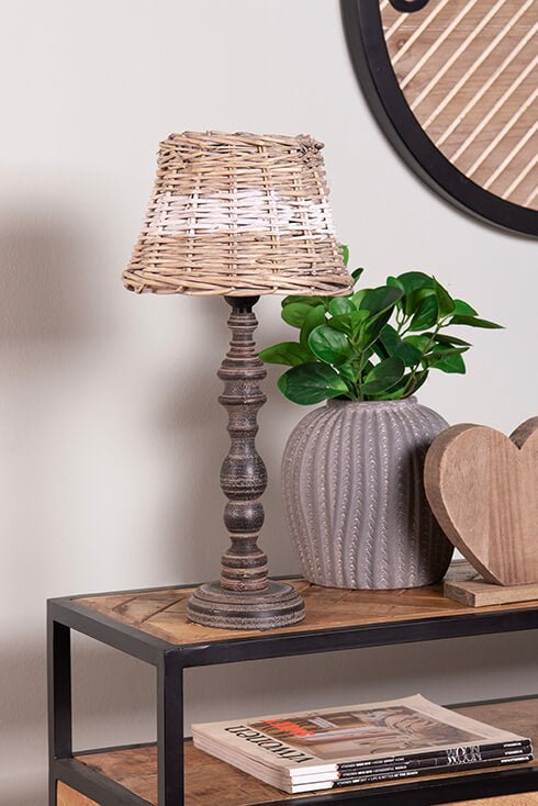 Lampenschirm Rattan Braun Weiß - Landhausstil & Maritim - Verschiedene Größen {{ Shabby Chic und Landhaus Deko }} {{ www.Stein-Alt.de }}