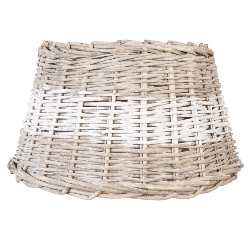Lampenschirm Rattan Braun Weiß - Landhausstil & Maritim - Verschiedene Größen Sehr groß: Ø 45x27 cm {{ Shabby Chic und Landhaus Deko }} {{ www.Stein-Alt.de }}