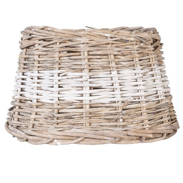 Lampenschirm Rattan Braun Weiß - Landhausstil & Maritim - Verschiedene Größen Groß: Ø 38x22 cm {{ Shabby Chic und Landhaus Deko }} {{ www.Stein-Alt.de }}