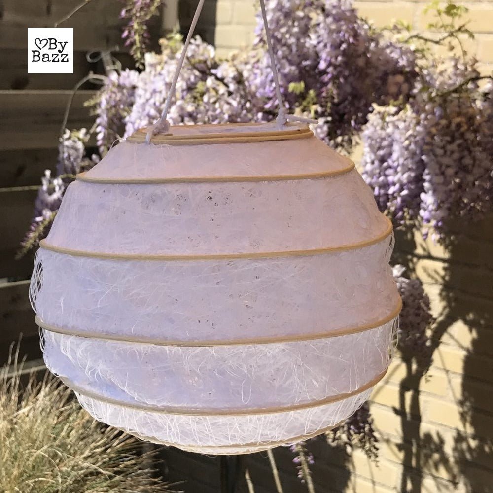 Lampion aus Baumwolle Weiß Ø 20cm - Romantische Gartendekoration {{ Shabby Chic und Landhaus Deko }} {{ www.Stein-Alt.de }}