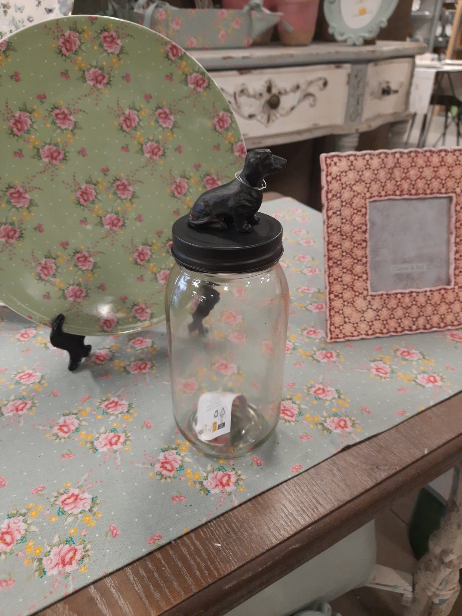 Leckerlidose Dackel - Vorratsglas aus Glas 8x22 cm {{ Shabby Chic und Landhaus Deko }} {{ www.Stein-Alt.de }}