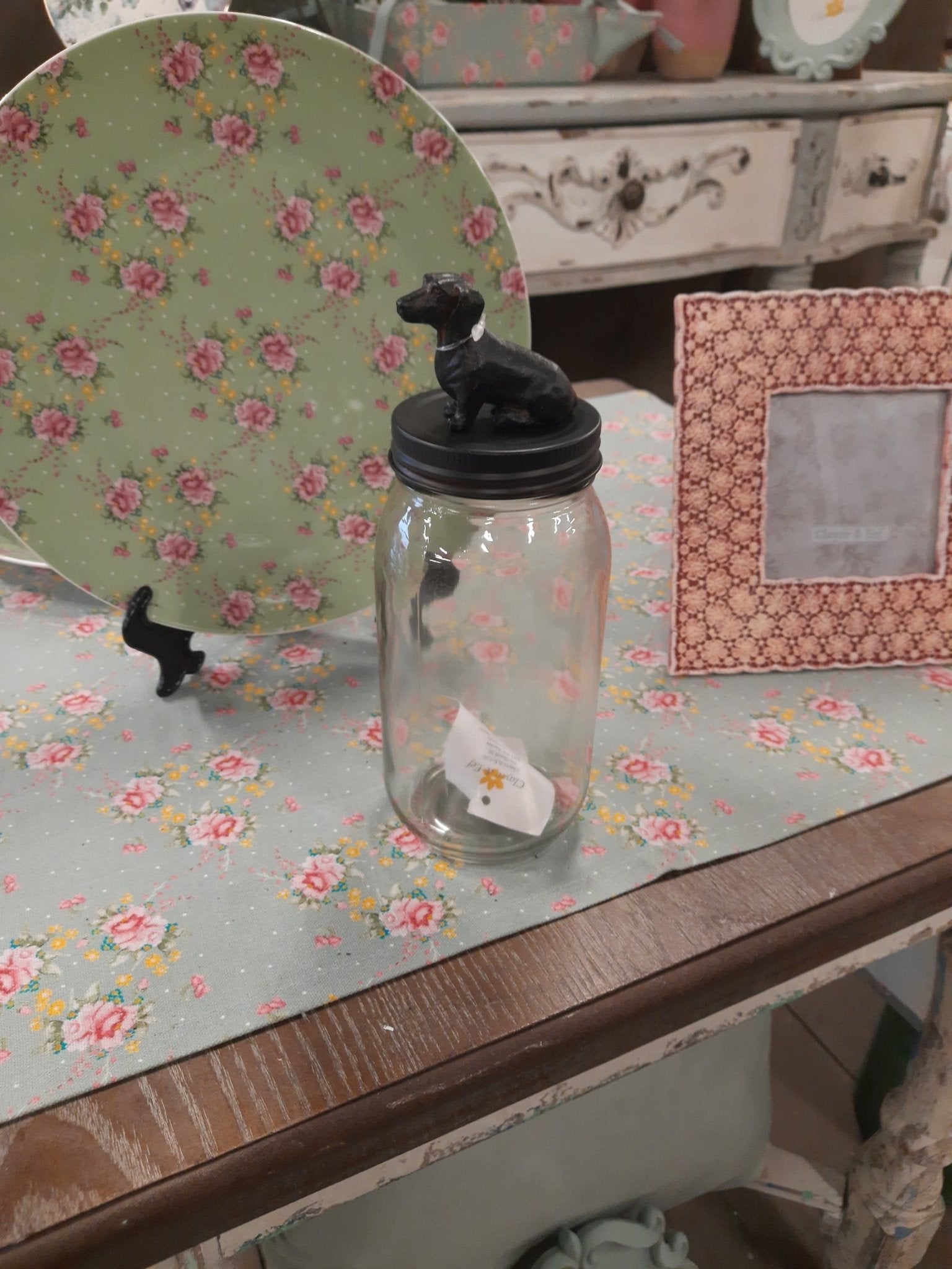 Leckerlidose Dackel - Vorratsglas aus Glas 8x22 cm {{ Shabby Chic und Landhaus Deko }} {{ www.Stein-Alt.de }}