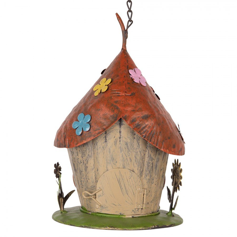 Märchenhaftes Vogelhäuschen aus Metall - Wetterfest & Dekorativ für Garten {{ Shabby Chic und Landhaus Deko }} {{ www.Stein-Alt.de }}