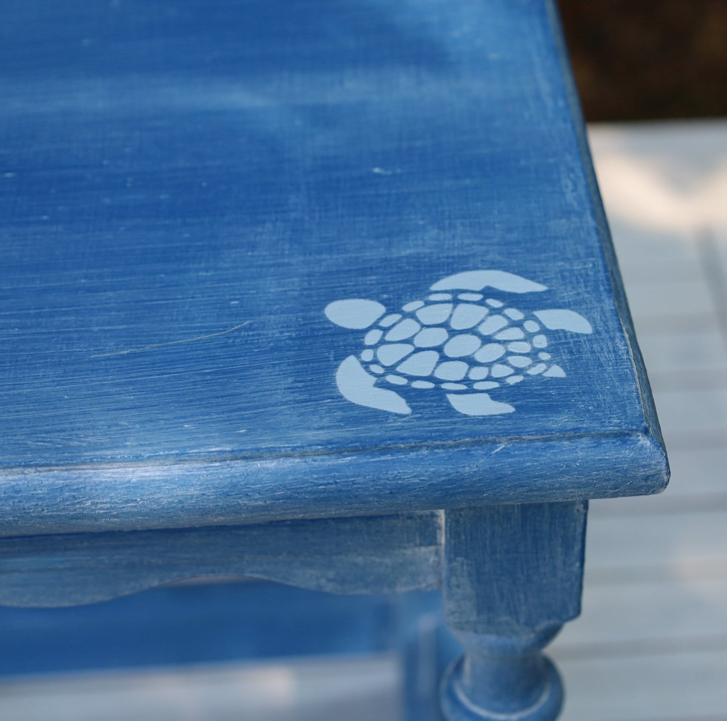 Maritime Beistelltische Blau – 3er Set aus Eiche massiv, Shabby Chic Upcycling {{ Shabby Chic und Landhaus Deko }} {{ www.Stein-Alt.de }}