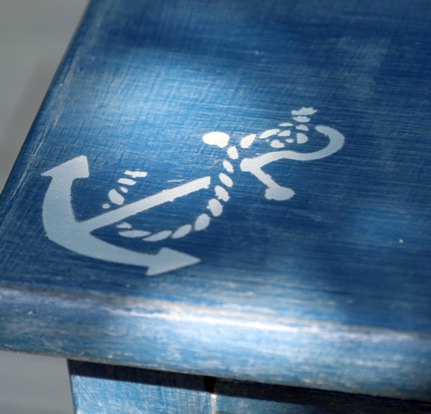 Maritime Beistelltische Blau – 3er Set aus Eiche massiv, Shabby Chic Upcycling {{ Shabby Chic und Landhaus Deko }} {{ www.Stein-Alt.de }}