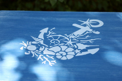 Beistelltisch Maritime Beistelltische Blau – 3er Set aus Eiche massiv, Shabby Chic Upcycling Shabby Chic und Landhaus Deko bei www.Stein-Alt.de