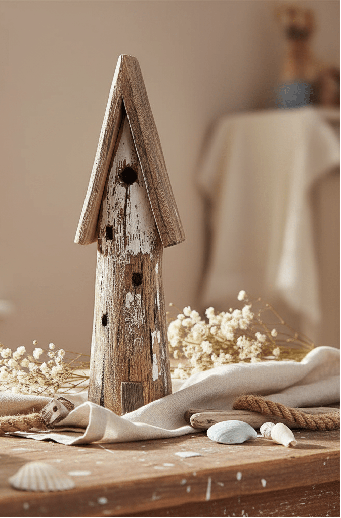 Maritimes Deko-Häuschen aus Holz Weiß-Braun - Shabby Chic Landhaus {{ Shabby Chic und Landhaus Deko }} {{ www.Stein-Alt.de }}