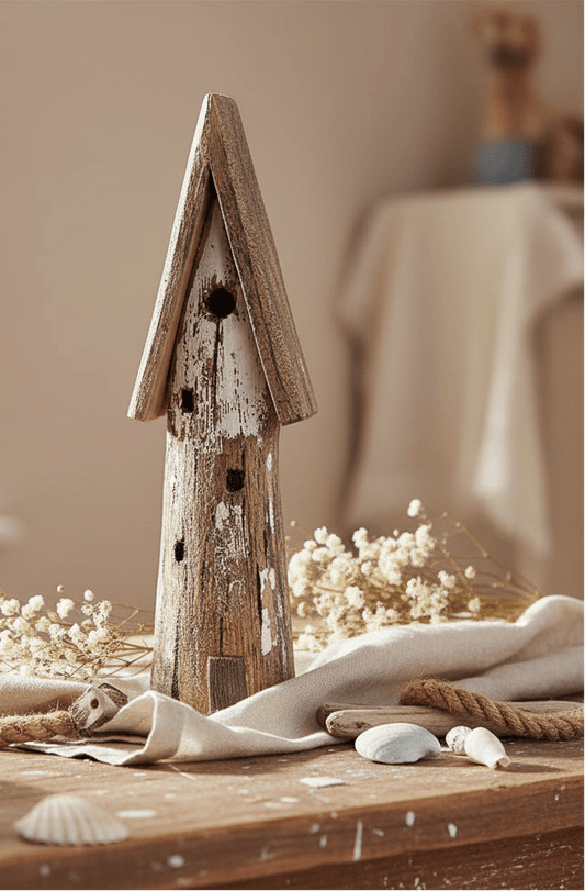 Maritimes Deko-Häuschen aus Holz Weiß-Braun - Shabby Chic Landhaus {{ Shabby Chic und Landhaus Deko }} {{ www.Stein-Alt.de }}