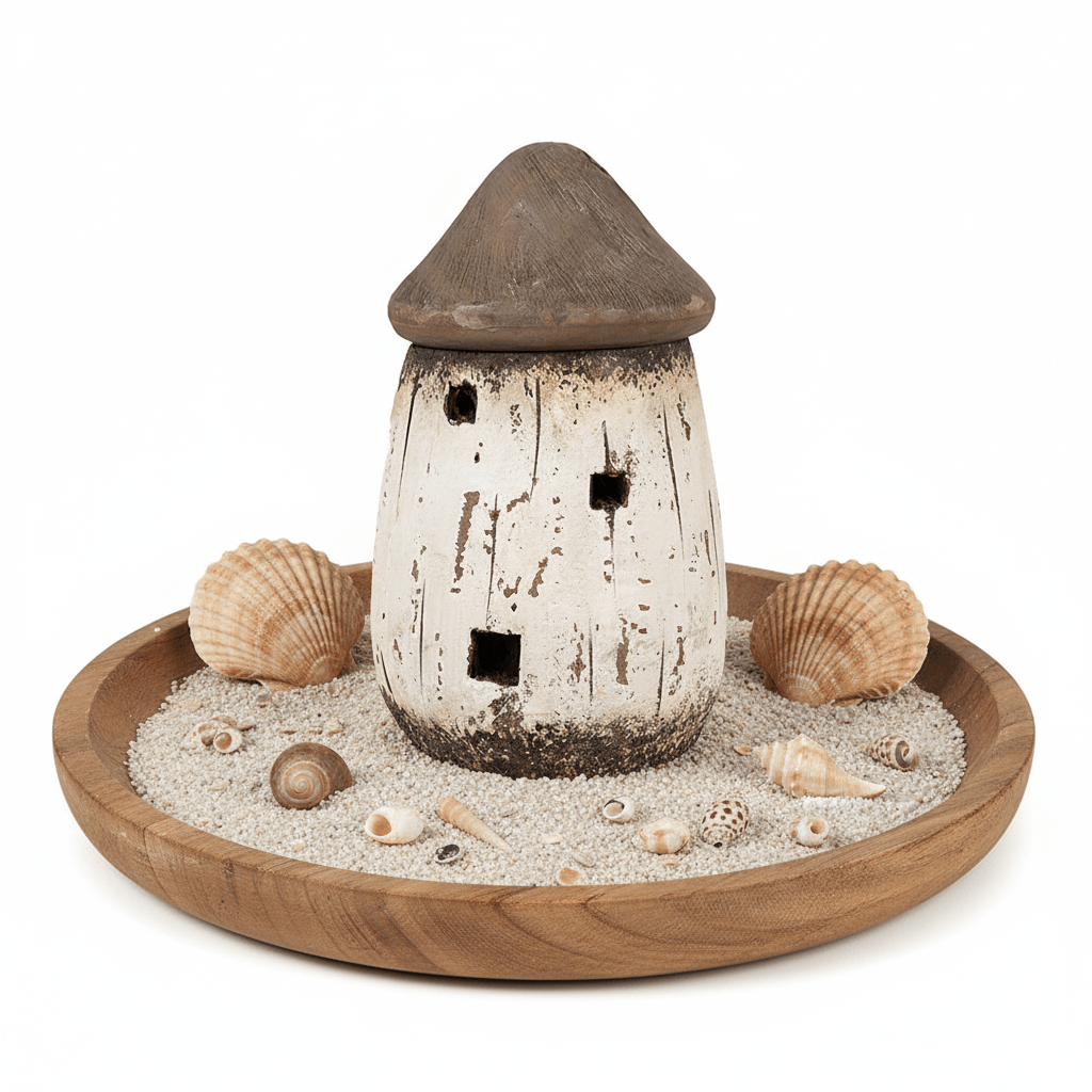 Maritimes Deko-Häuschen Holz Weiß-Braun 17cm - Shabby Chic Landhaus Clayre & Eef {{ Shabby Chic und Landhaus Deko }} {{ www.Stein-Alt.de }}
