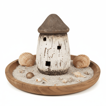 Deko Haus Maritimes Deko-Häuschen Holz Weiß-Braun 17cm - Shabby Chic Landhaus Clayre & Eef Shabby Chic und Landhaus Deko bei www.Stein-Alt.de