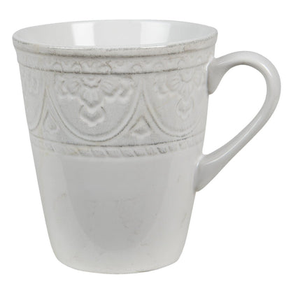 Becher, Tasse Maxi Becher Landhausstil Weiß 450ml - Keramik Tasse Shabby Chic Shabby Chic und Landhaus Deko bei www.Stein-Alt.de