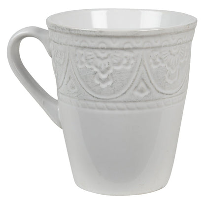 Becher, Tasse Maxi Becher Landhausstil Weiß 450ml - Keramik Tasse Shabby Chic Shabby Chic und Landhaus Deko bei www.Stein-Alt.de