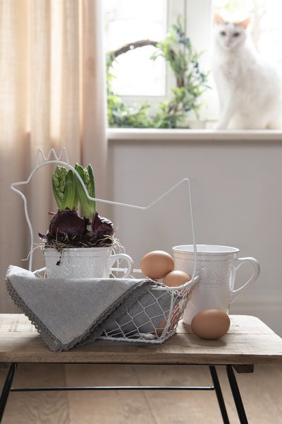 Maxi Becher Landhausstil Weiß 450ml - Keramik Tasse Shabby Chic {{ Shabby Chic und Landhaus Deko }} {{ www.Stein-Alt.de }}