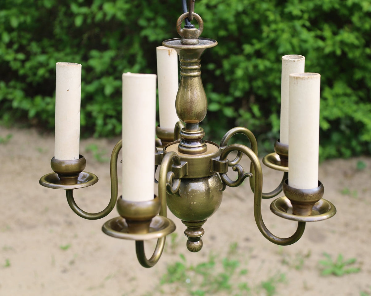 Messing Kronleuchter Vintage – Kleine Deckenlampe Antik Landhausstil {{ Shabby Chic und Landhaus Deko }} {{ www.Stein-Alt.de }}
