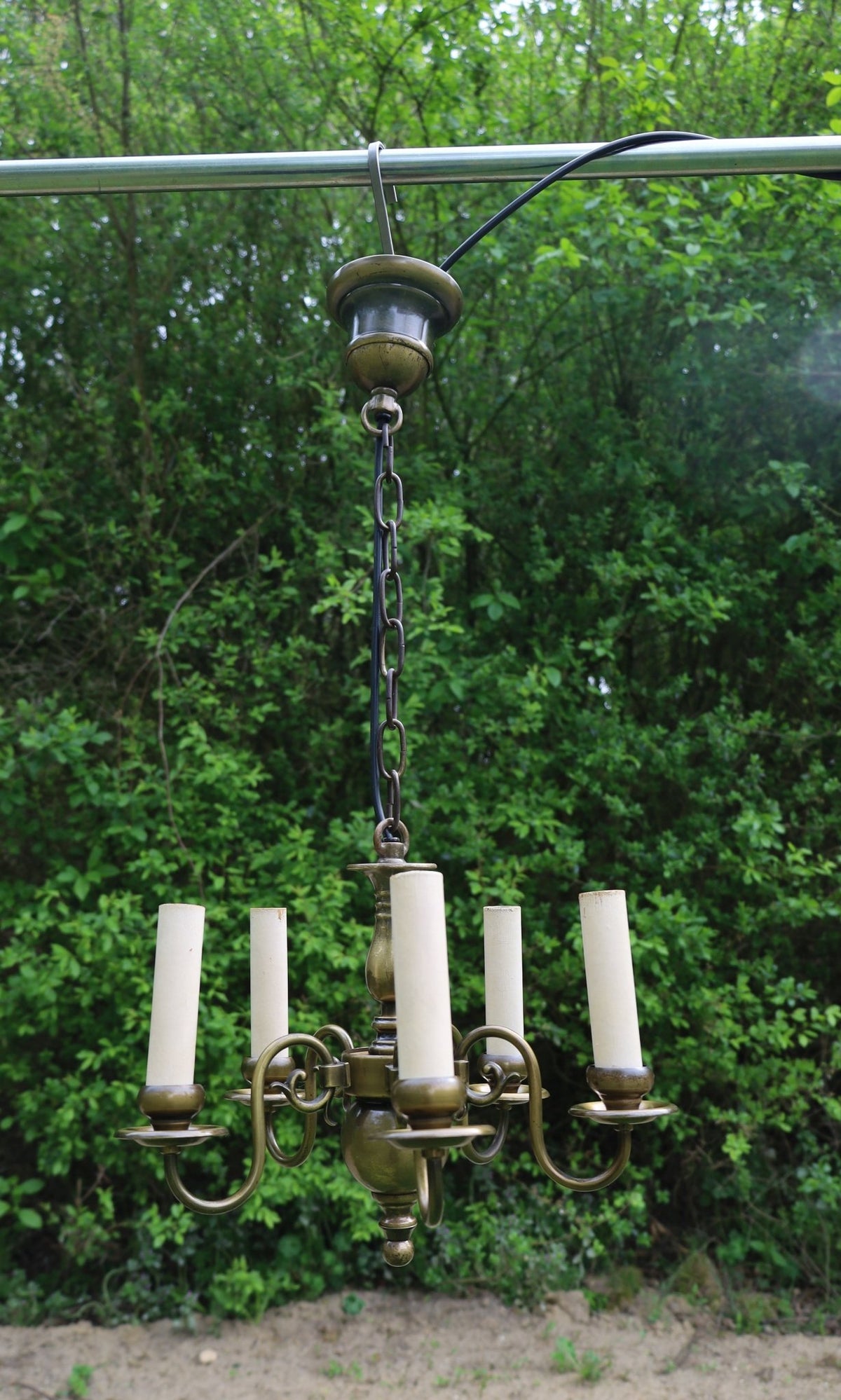 Messing Kronleuchter Vintage – Kleine Deckenlampe Antik Landhausstil {{ Shabby Chic und Landhaus Deko }} {{ www.Stein-Alt.de }}
