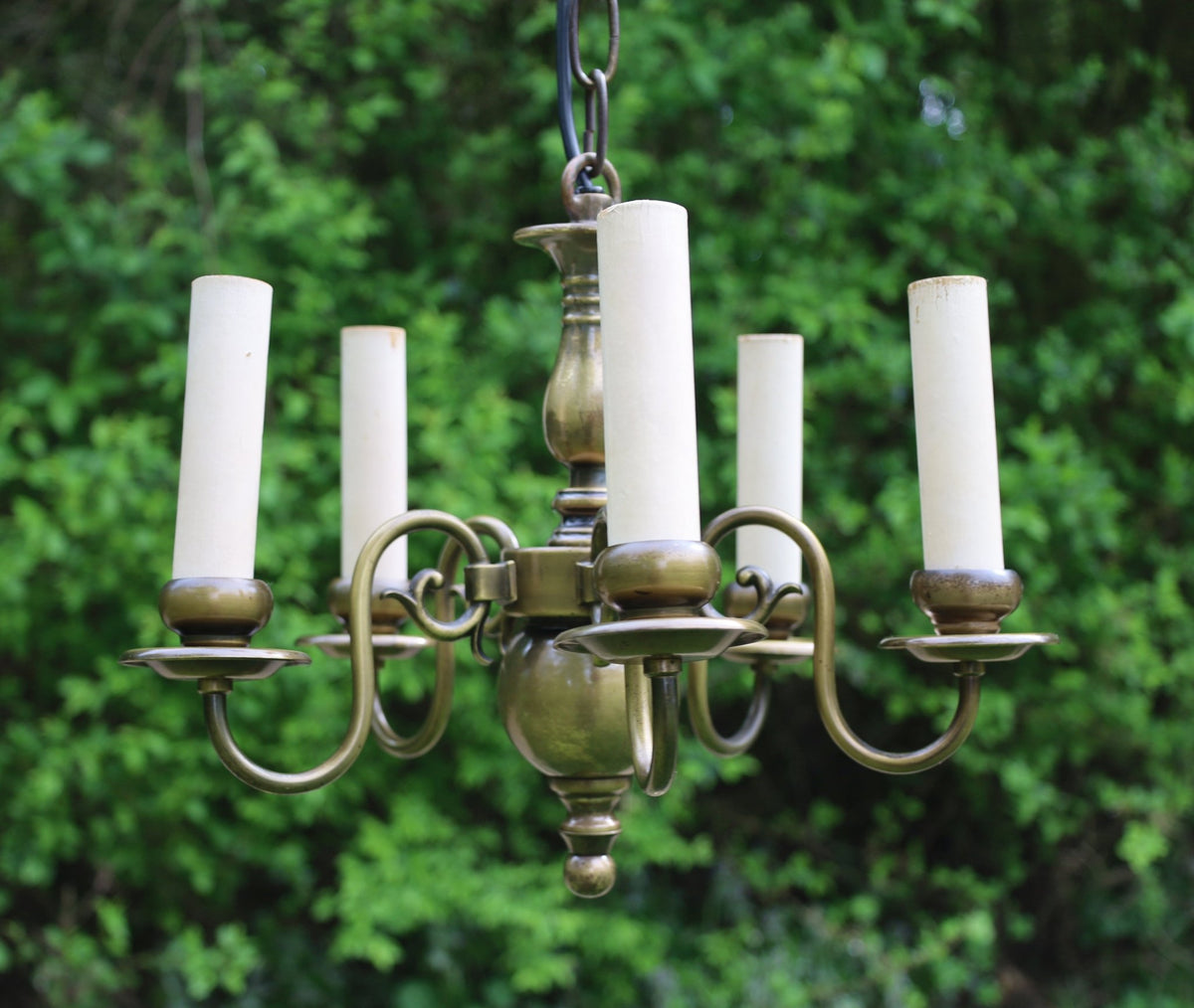Messing Kronleuchter Vintage – Kleine Deckenlampe Antik Landhausstil {{ Shabby Chic und Landhaus Deko }} {{ www.Stein-Alt.de }}