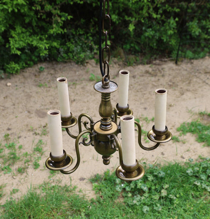 Messing Kronleuchter Vintage – Kleine Deckenlampe Antik Landhausstil {{ Shabby Chic und Landhaus Deko }} {{ www.Stein-Alt.de }}