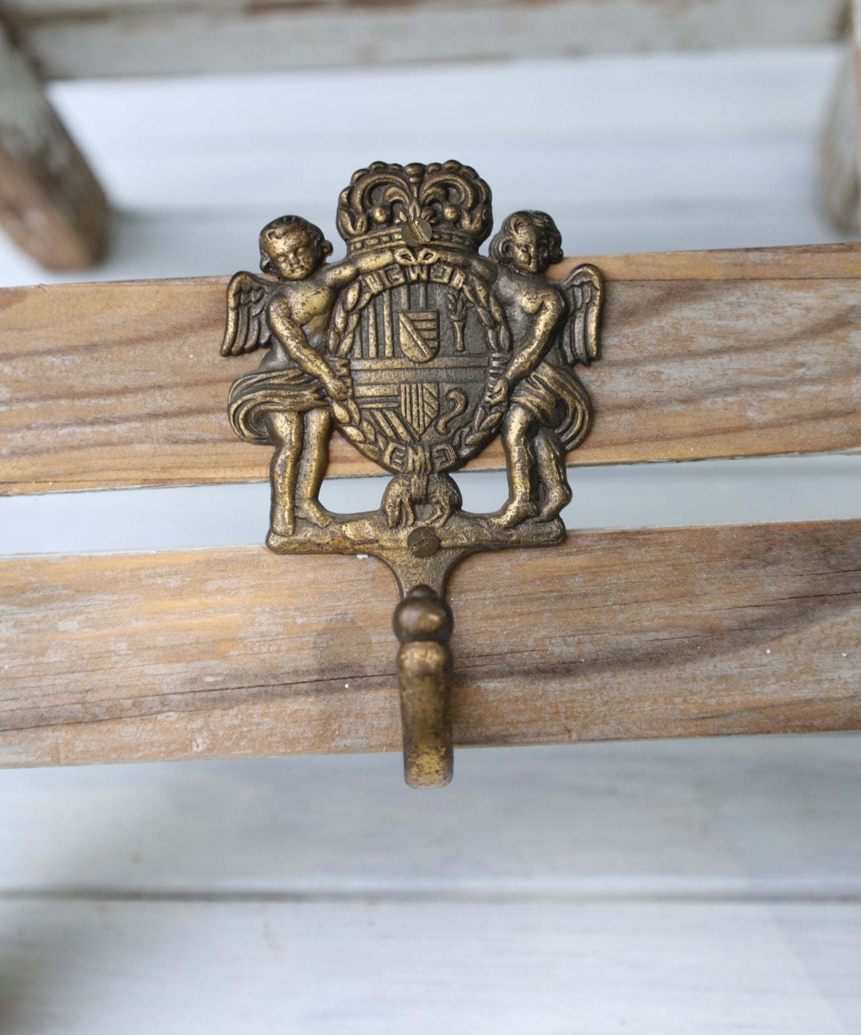 Messing Wandhaken Putten Barock-Stil 2er Set - Vintage Garderobenhaken {{ Shabby Chic und Landhaus Deko }} {{ www.Stein-Alt.de }}