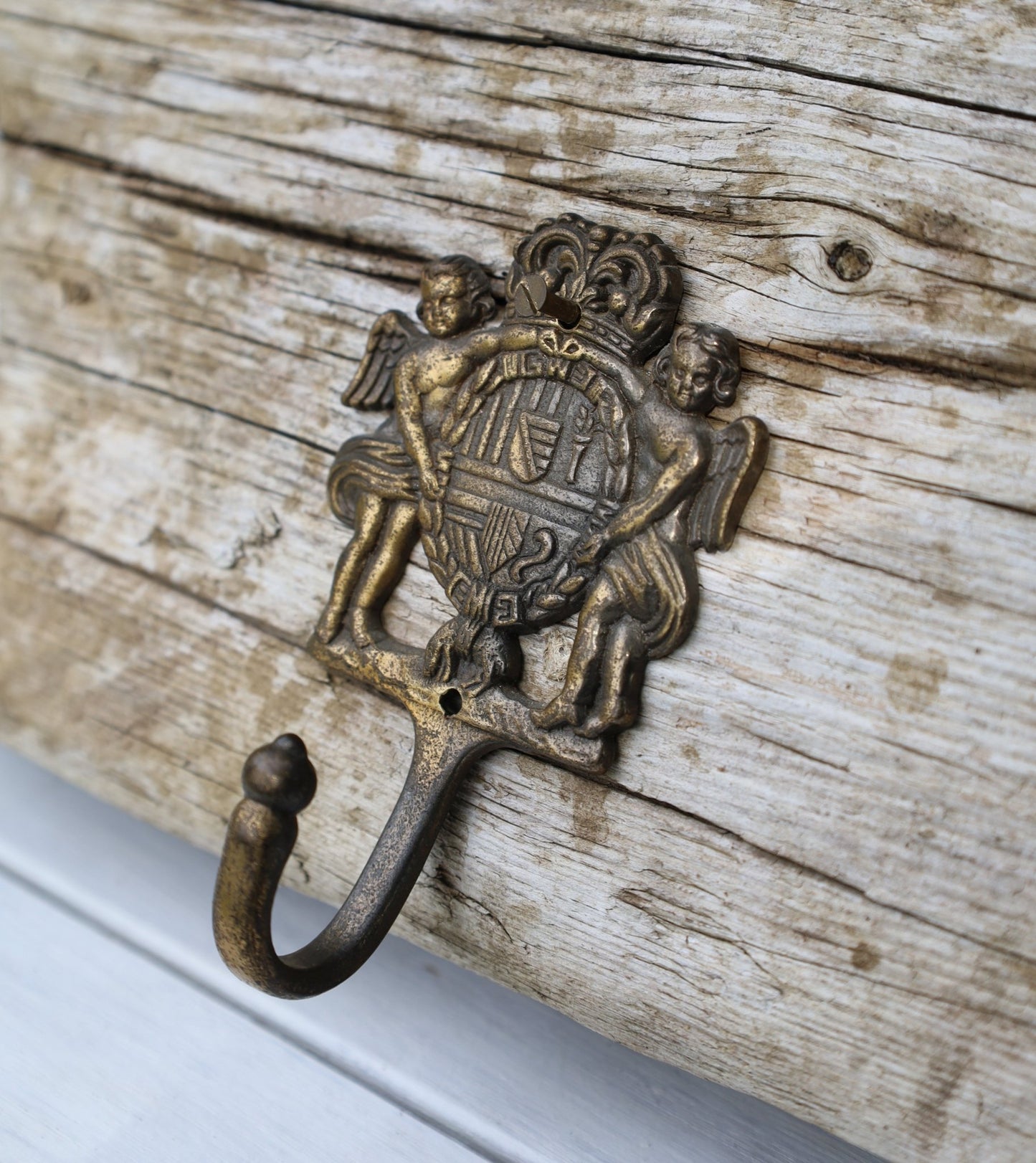 Messing Wandhaken Putten Barock-Stil 2er Set - Vintage Garderobenhaken {{ Shabby Chic und Landhaus Deko }} {{ www.Stein-Alt.de }}