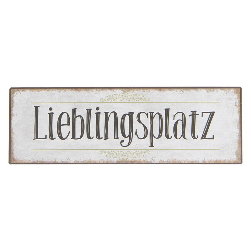 Metall-Schild „Lieblingsplatz“ | Vintage Wand- & Gartendeko 30×10 cm {{ Shabby Chic und Landhaus Deko }} {{ www.Stein-Alt.de }}