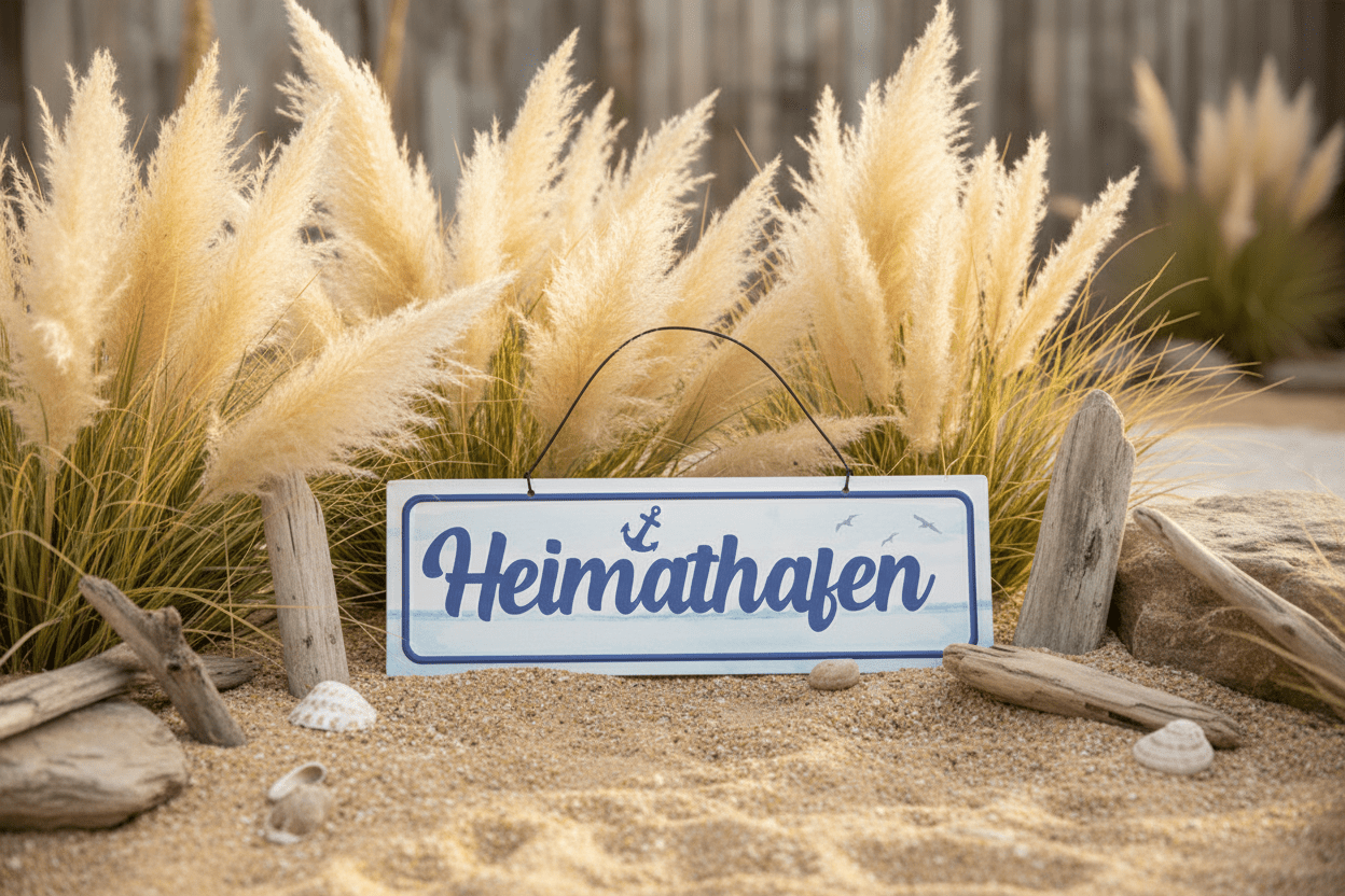 Metallschild Heimathafen mit Anker - Maritime Vintage Deko {{ Shabby Chic und Landhaus Deko }} {{ www.Stein-Alt.de }}