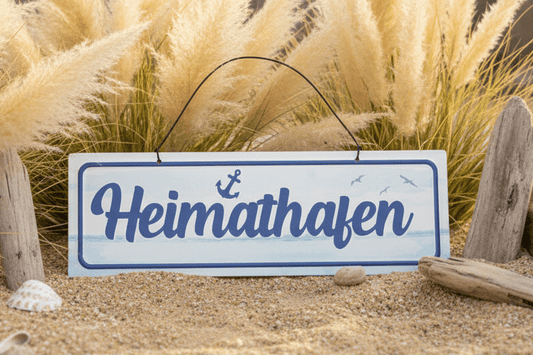 Metallschild Heimathafen mit Anker - Maritime Vintage Deko {{ Shabby Chic und Landhaus Deko }} {{ www.Stein-Alt.de }}