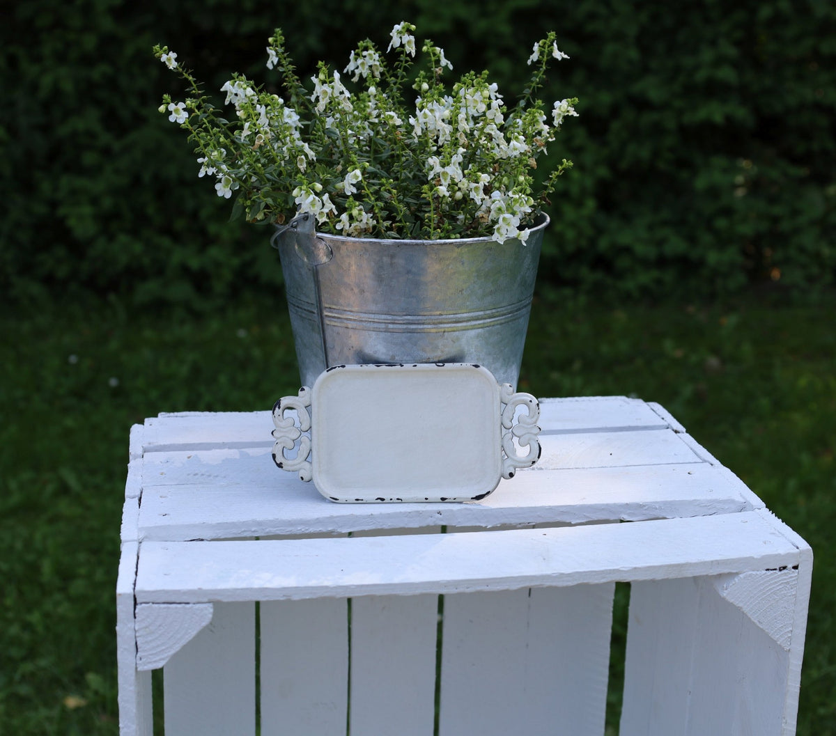 Mini Tray Shabby Chic White Iron Jewelry Dish – Stein-Alt: The cosy Cottage