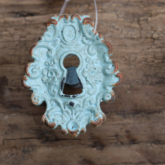 Möbelknopf Schlüsselloch Grün - Vintage Schubladengriff Shabby Chic 5x4 cm {{ Shabby Chic und Landhaus Deko }} {{ www.Stein-Alt.de }}