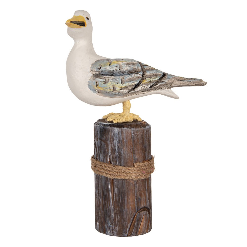 Möwen aus Holz 2er Set - Maritime Deko Figuren Blau-Weiß auf Polder {{ Shabby Chic und Landhaus Deko }} {{ www.Stein-Alt.de }}