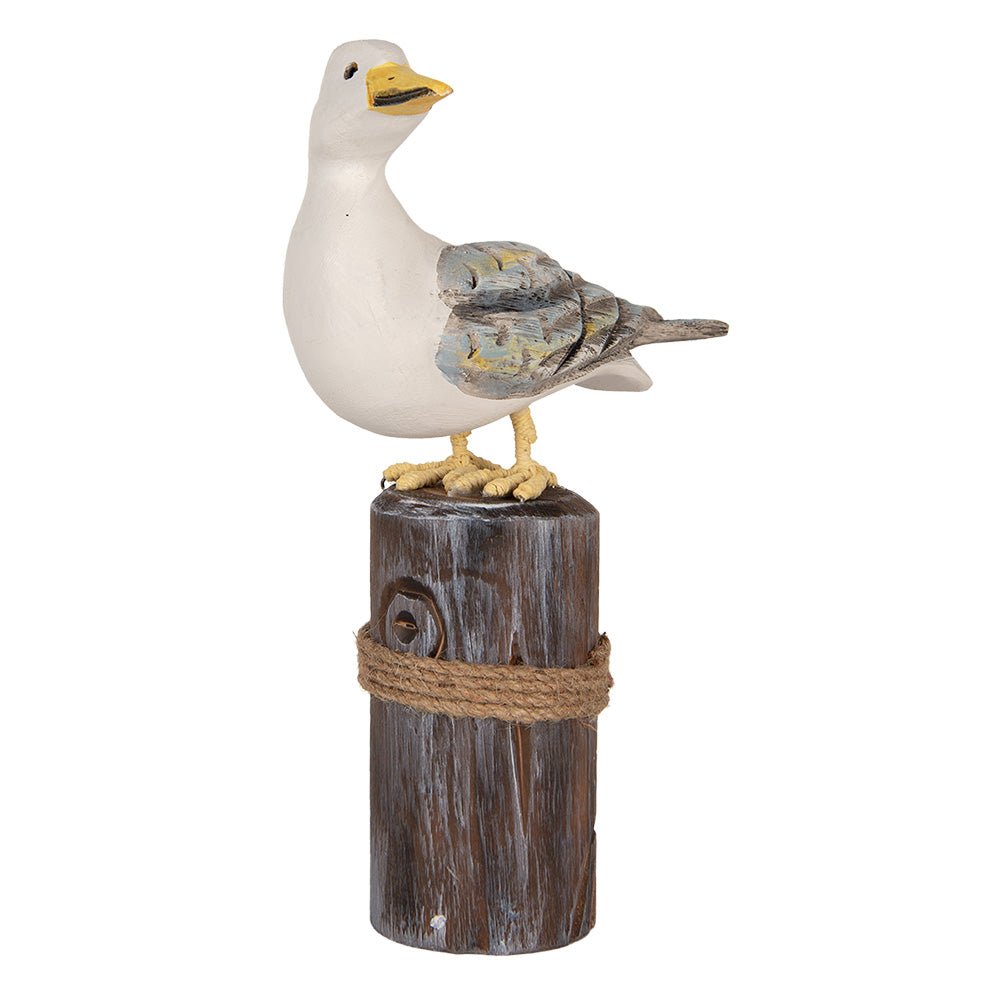 Möwen aus Holz 2er Set - Maritime Deko Figuren Blau-Weiß auf Polder {{ Shabby Chic und Landhaus Deko }} {{ www.Stein-Alt.de }}