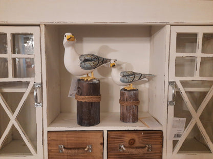 Figur Möwen aus Holz 2er Set - Maritime Deko Figuren Blau-Weiß auf Polder Shabby Chic und Landhaus Deko bei www.Stein-Alt.de