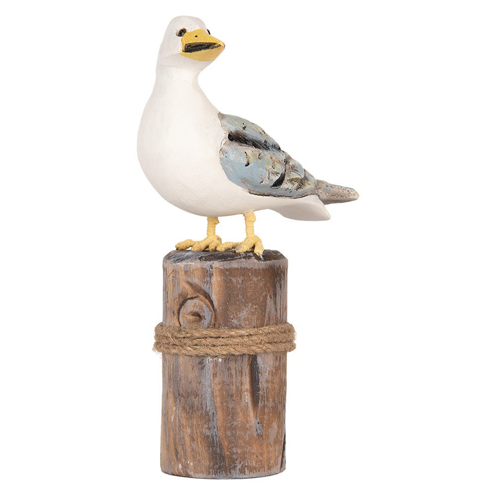 Möwen aus Holz 2er Set - Maritime Deko Figuren Blau-Weiß auf Polder {{ Shabby Chic und Landhaus Deko }} {{ www.Stein-Alt.de }}