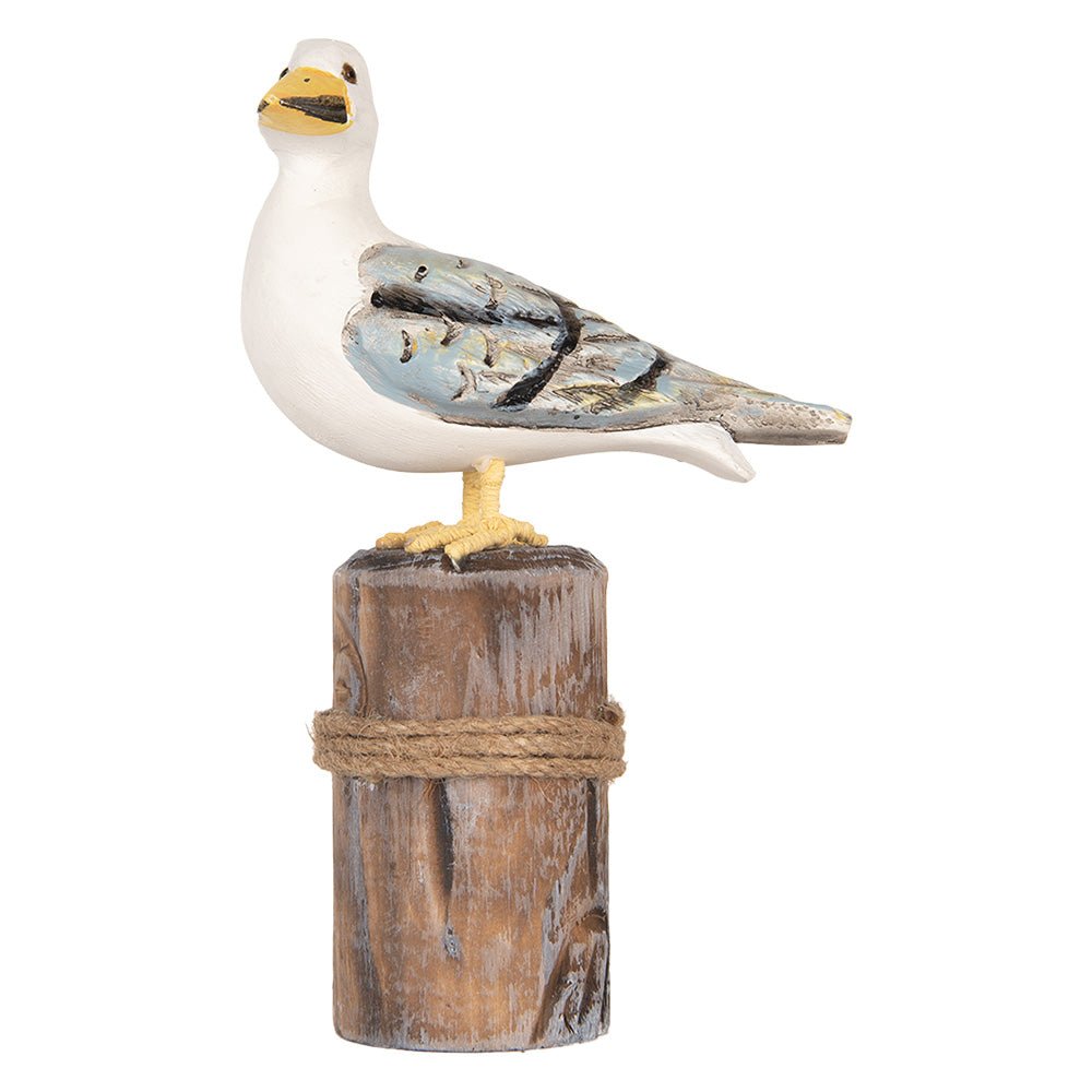 Möwen aus Holz 2er Set - Maritime Deko Figuren Blau-Weiß auf Polder {{ Shabby Chic und Landhaus Deko }} {{ www.Stein-Alt.de }}