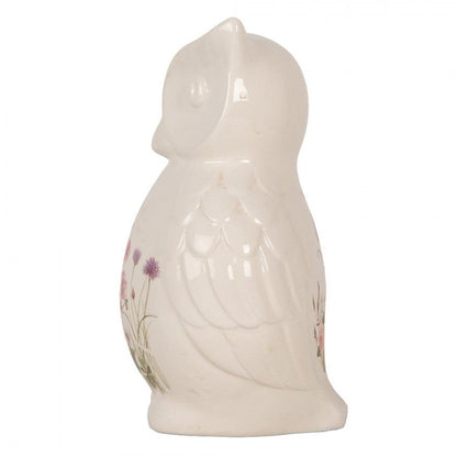 Dekoration Niedlicher Eule in Beige aus Keramik mit Frühlingswiesen-motiv Shabby Chic und Landhaus Deko bei www.Stein-Alt.de