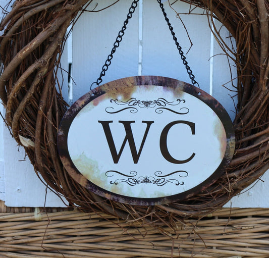 Nostalgie Türschild Gäste-WC - Vintage Metall Schild Shabby Chic {{ Shabby Chic und Landhaus Deko }} {{ www.Stein-Alt.de }}