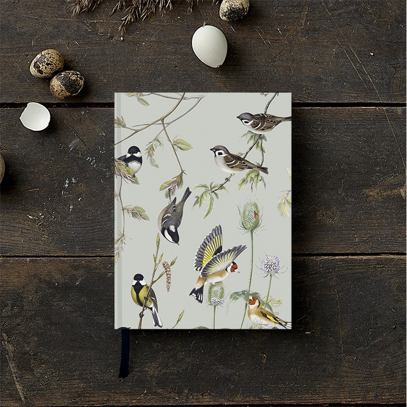 Notizbuch DIN A5 – Flower Garden Kollektion mit Blumen- oder Vogelmotiven Vögel {{ Shabby Chic und Landhaus Deko }} {{ www.Stein-Alt.de }}