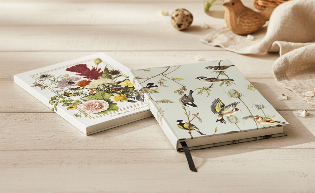 Notizbuch DIN A5 – Flower Garden Kollektion mit Blumen- oder Vogelmotiven {{ Shabby Chic und Landhaus Deko }} {{ www.Stein-Alt.de }}