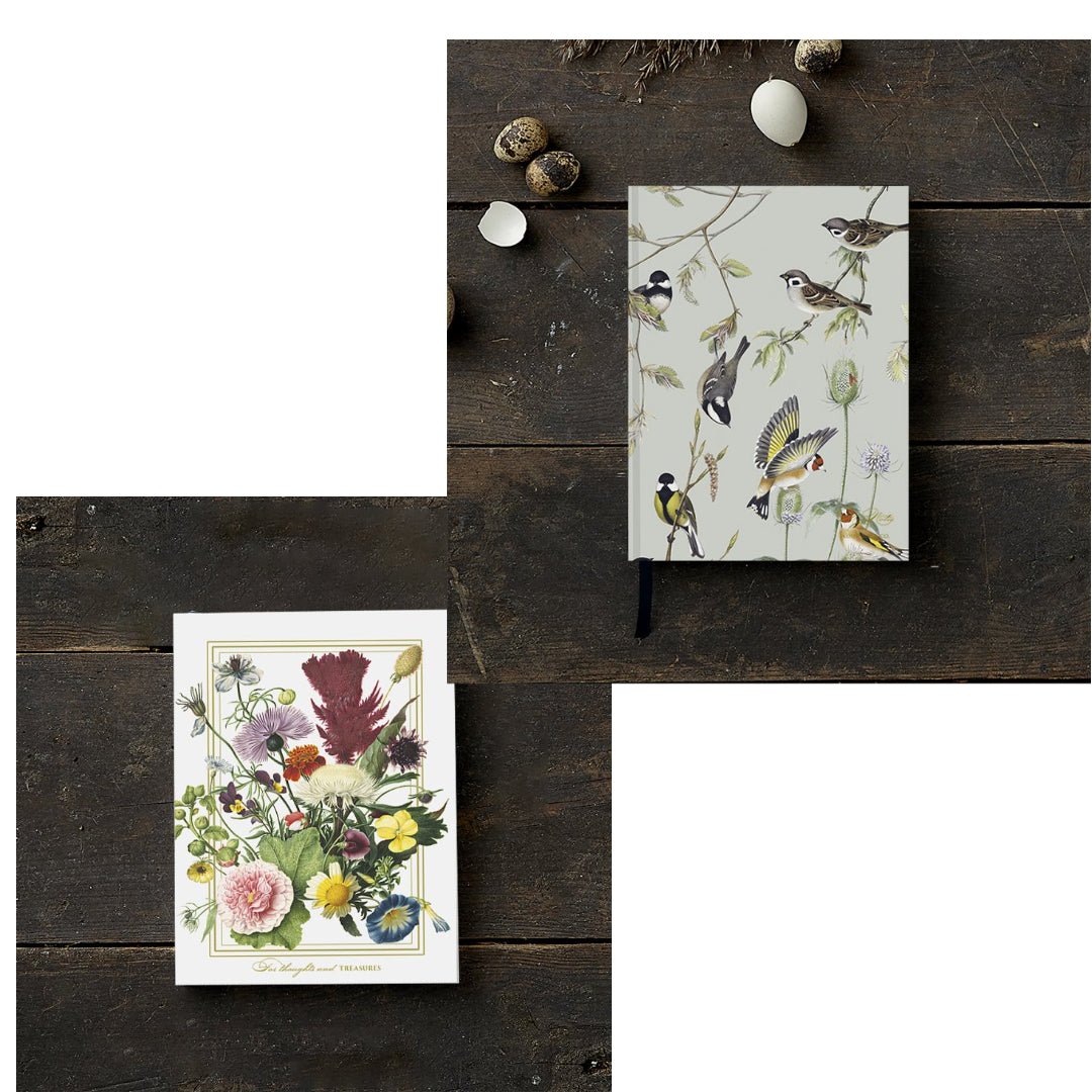 Notizbuch DIN A5 – Flower Garden Kollektion mit Blumen- oder Vogelmotiven {{ Shabby Chic und Landhaus Deko }} {{ www.Stein-Alt.de }}