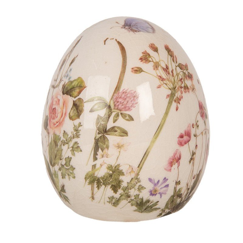 Oster-Ei Keramik Blumenwiese – Frühlingsdeko Landhausstil Klein {{ Shabby Chic und Landhaus Deko }} {{ www.Stein-Alt.de }}