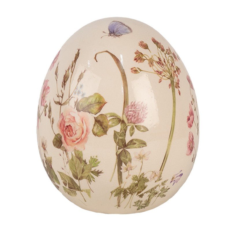 Oster-Ei Keramik Blumenwiese – Frühlingsdeko Landhausstil Groß {{ Shabby Chic und Landhaus Deko }} {{ www.Stein-Alt.de }}