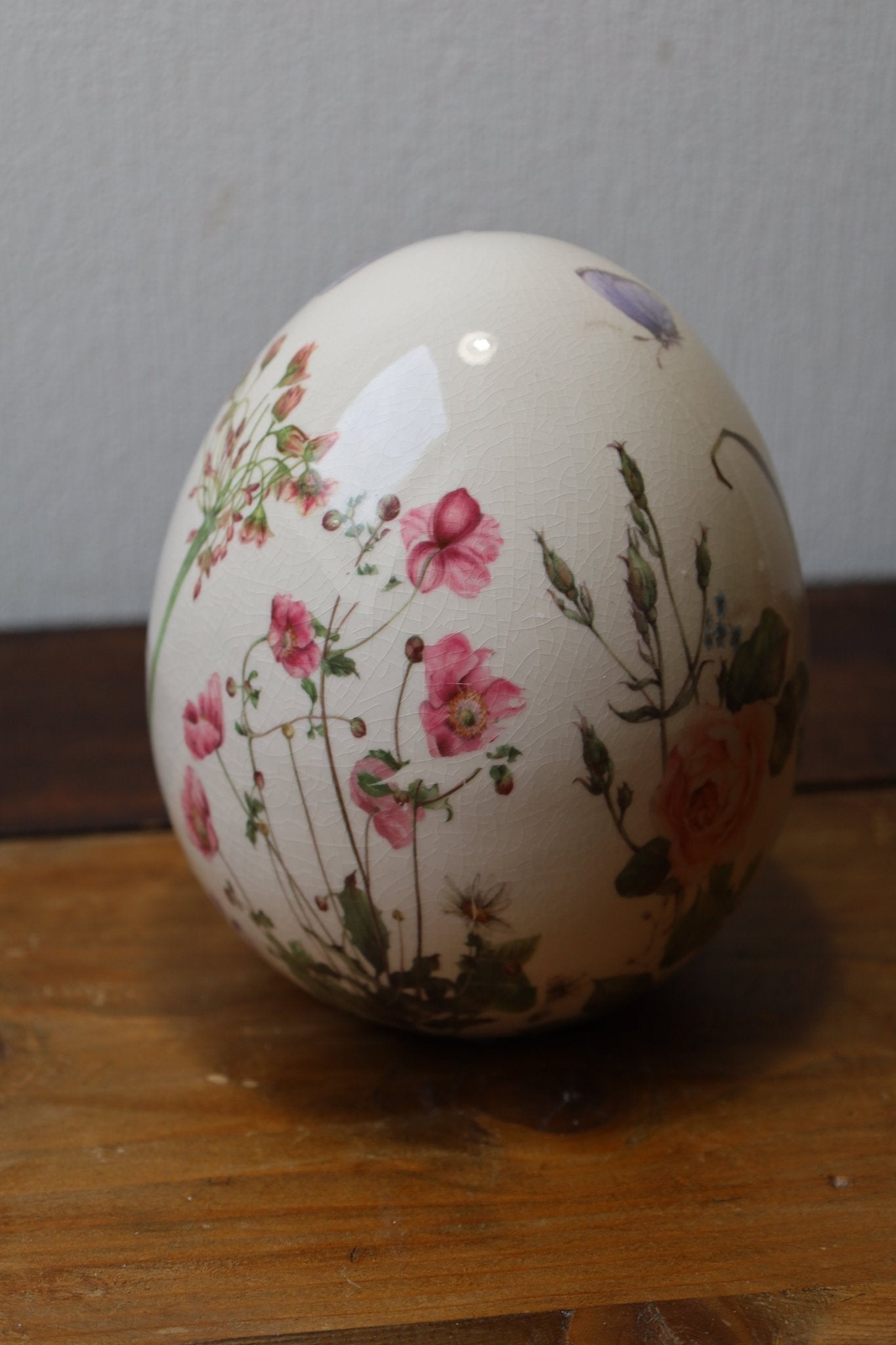 Oster-Ei Keramik Blumenwiese – Frühlingsdeko Landhausstil {{ Shabby Chic und Landhaus Deko }} {{ www.Stein-Alt.de }}