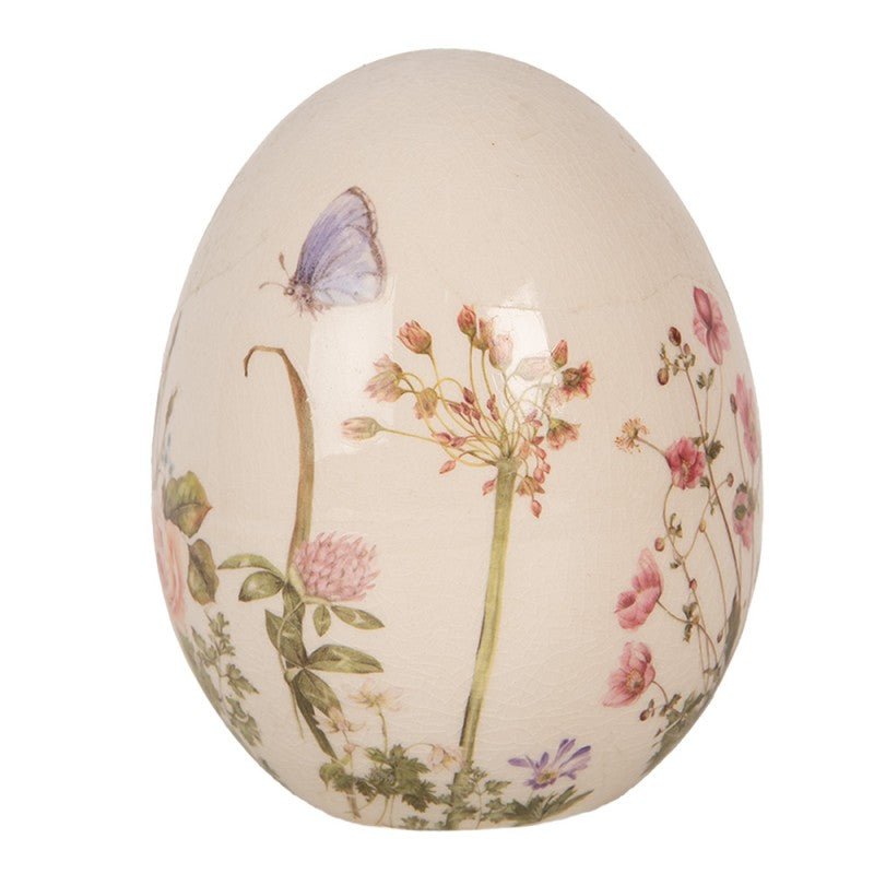 Oster-Ei Keramik Blumenwiese – Frühlingsdeko Landhausstil Mittel {{ Shabby Chic und Landhaus Deko }} {{ www.Stein-Alt.de }}